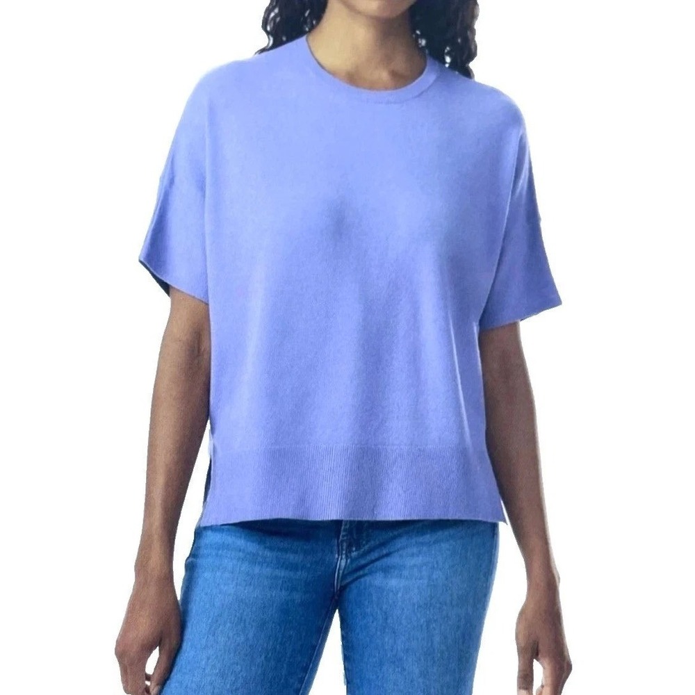 Splendid Boxy Short Sleeve Sweater Top Periwinkle Blue Medium 1827174